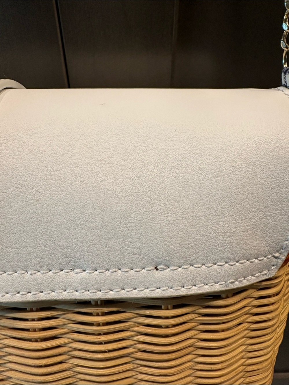 Talbots White Leather and Rattan Shoulder Bag - Picture 6 of 16